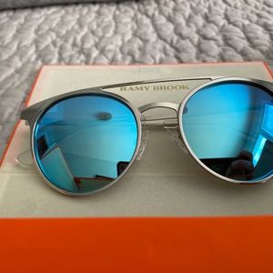 Ramy Brook Malibu Round Sunglasses -Blue Silver